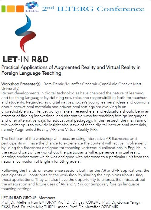 Practical Applications of Augmented Reality and Virtual Reality in Foreign Language Teaching 2nd ILTERG Conference (16-18 October 2020)